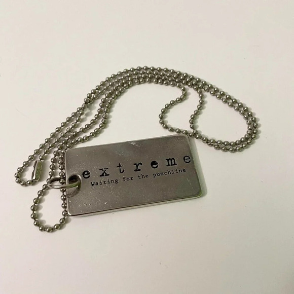 Vtg Extreme Dog Tag Necklace Waiting for the Punchline - Picture 1 of 10
